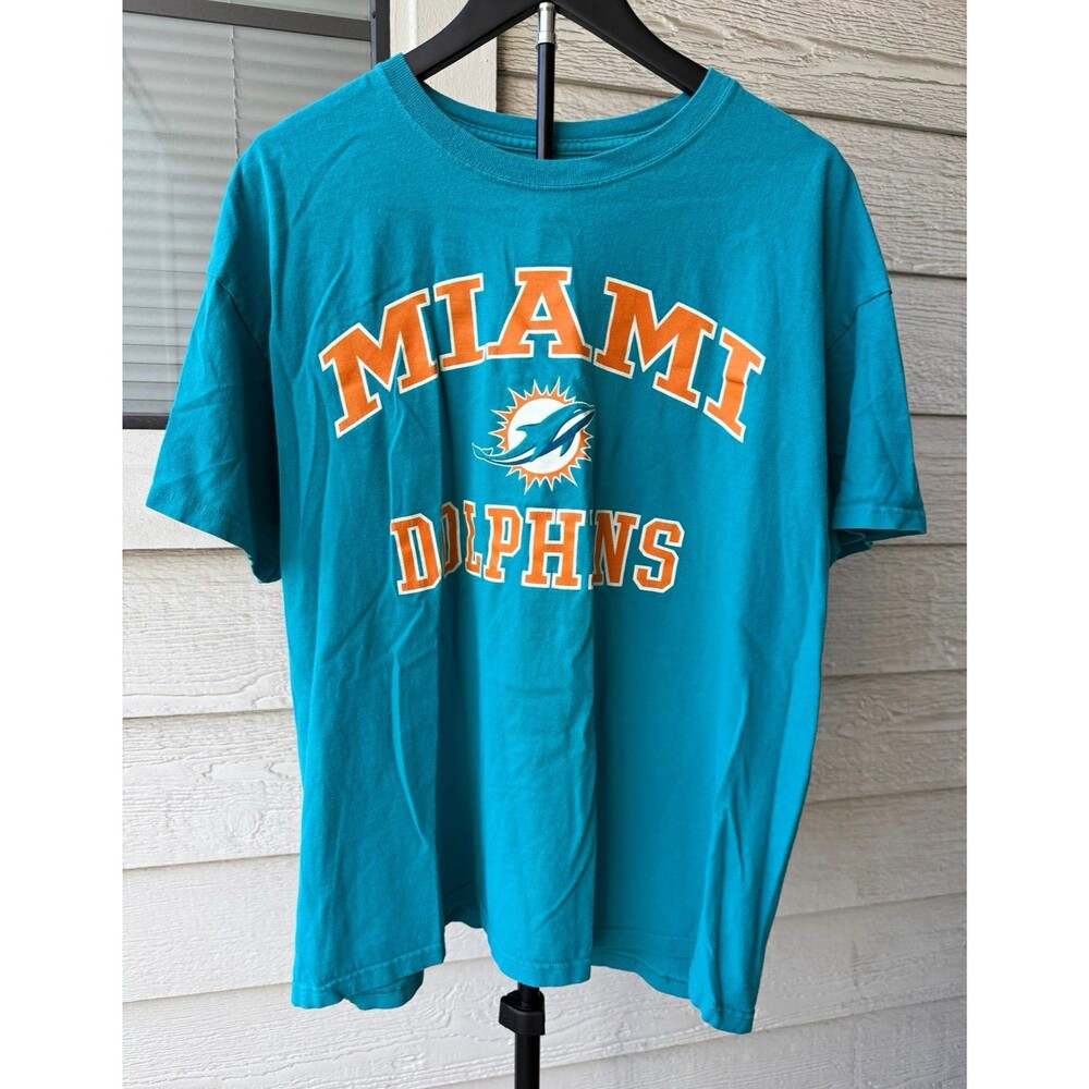Miami Dolphins Majestic T-Shirt Men's XL Aqua NFL Football Graphic Tee